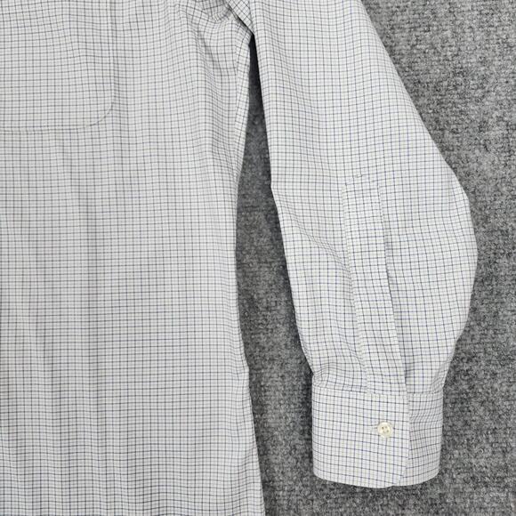 Brooks Brothers Shirt Mens 16 Blue White Check Milano Long Sleeve Button Down - Picture 14 of 15